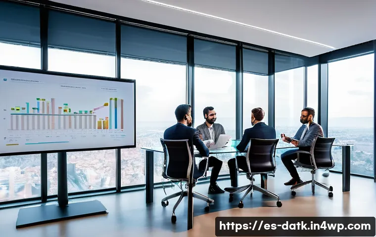데이터 최소화와 디지털 전환의 관계 - A modern corporate office environment in Madrid, Spain, showcasing a diverse team of professionals c...