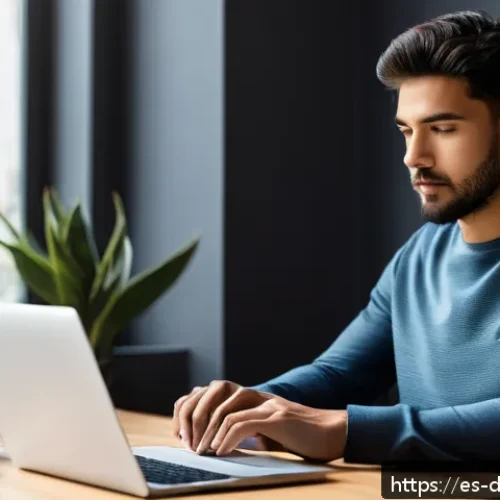 Home 17 데이터 최소화를 위한 소프트웨어 도구 - A modern workspace scene featuring a young professional using a sleek laptop with the Brave browser ...
